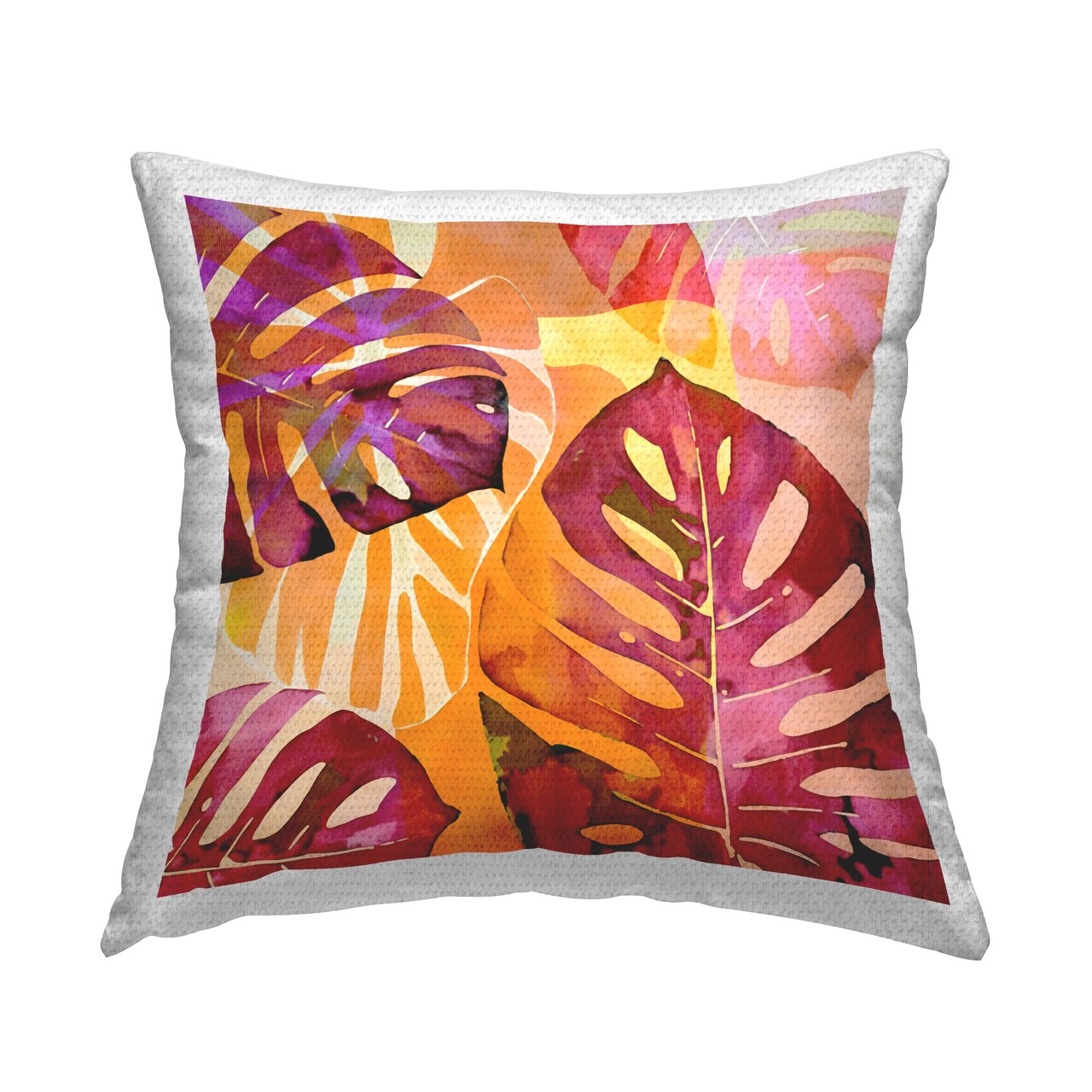 Pink & Orange Leaves Design by Andrea Haase Outdoor Printed Pillow